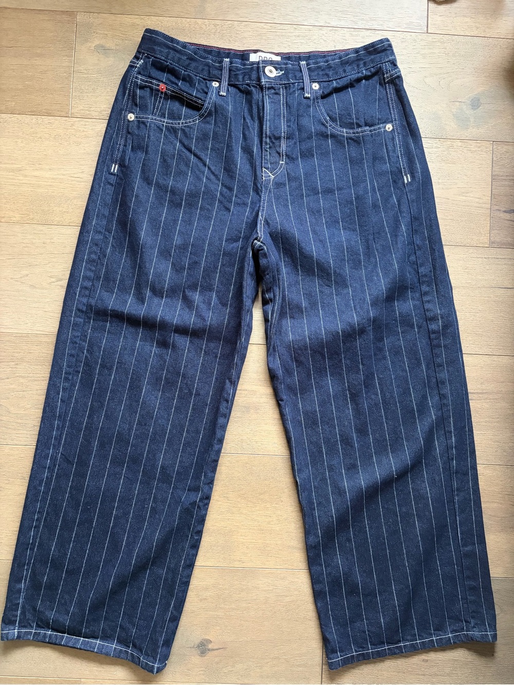 Urban Outfitters Women’s Dark Navy Pinstripe Relaxed Jeans